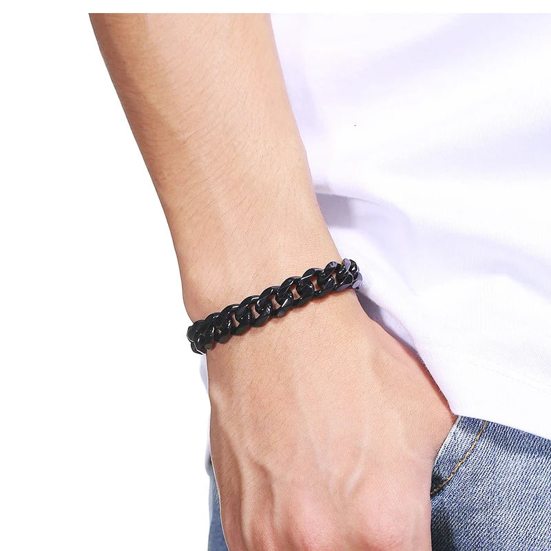 Pulsera de cadena cubana de acero inoxidable para hombre y mujer
