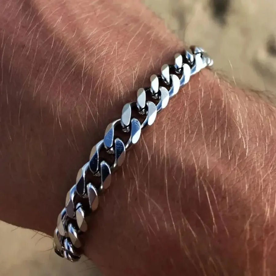 Nueva Cadena Cubana Moderna para Hombre Acero Inoxidable