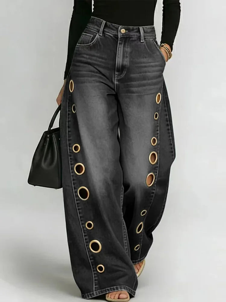Jeans Vintage DFCF para Mujer, Moda Casual, Estilo Urbano