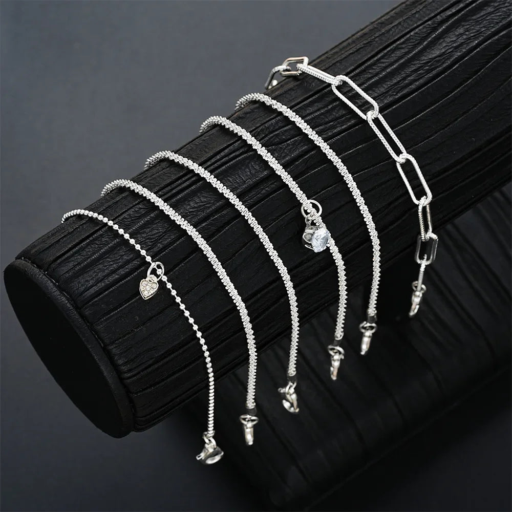 6 uds Pulseras de diamantes de imitación de Plata