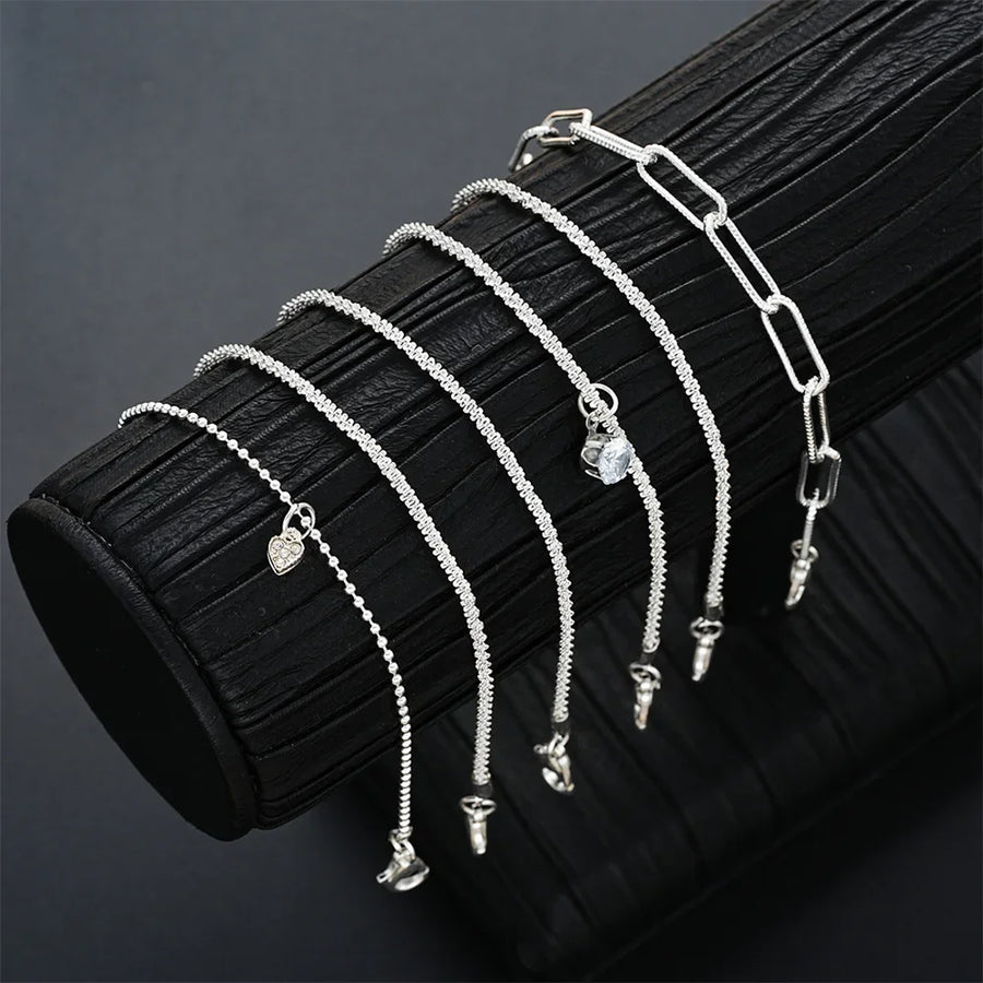 6 uds Pulseras de diamantes de imitación de Plata