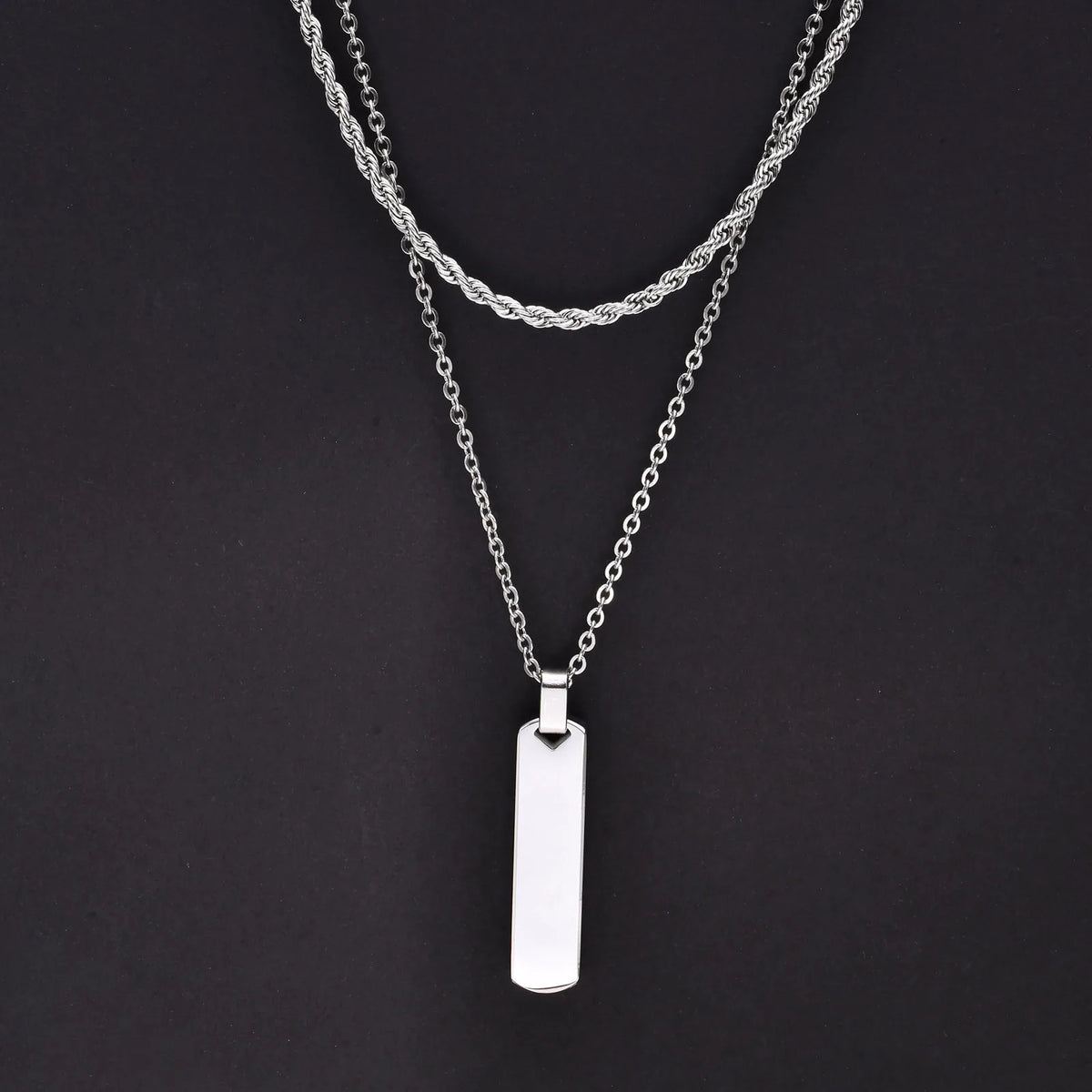 Collar de cadena de cuerda trenzada de acero inoxidable