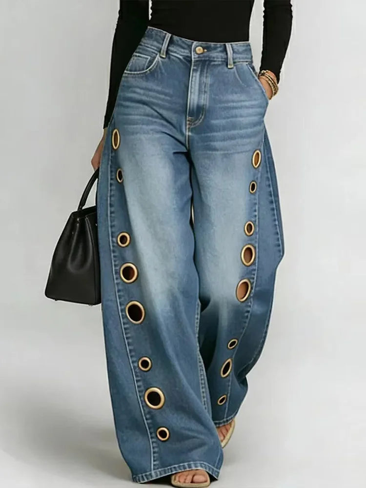 Jeans Vintage DFCF para Mujer, Moda Casual, Estilo Urbano