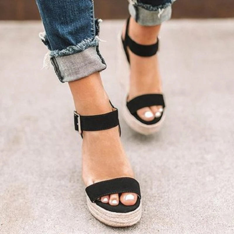 Sandalias de tacón alto con cuña para mujer