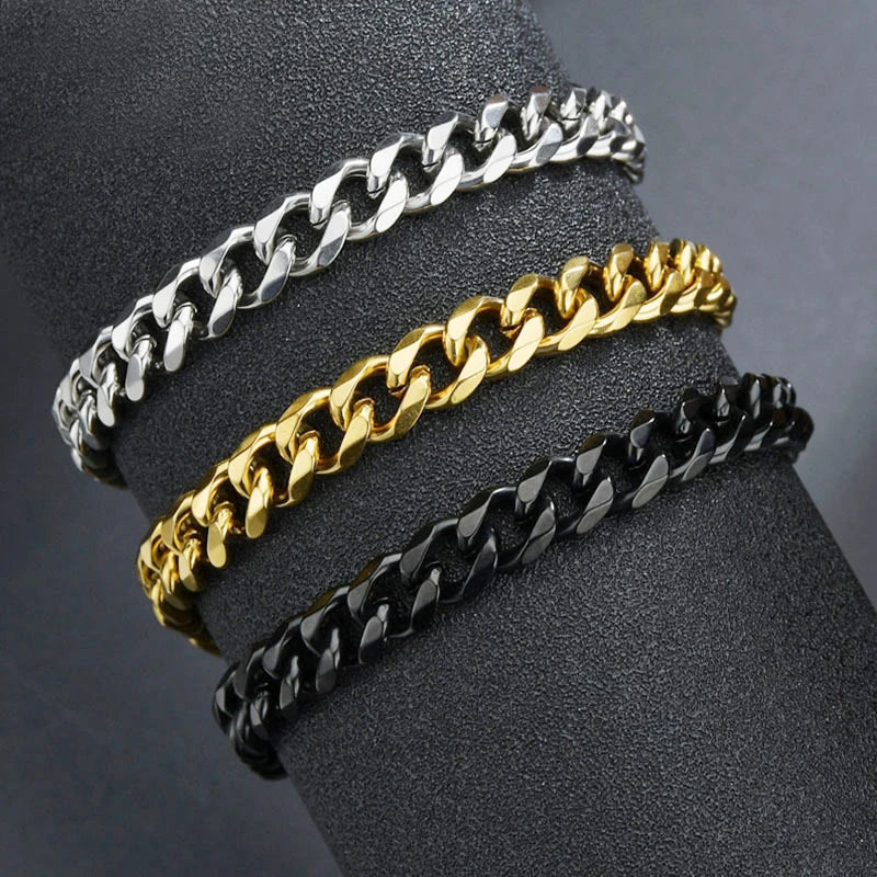 Pulsera de cadena cubana de acero inoxidable para hombre y mujer