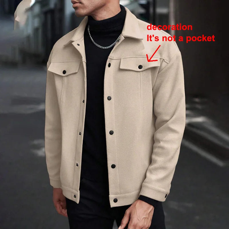Chaqueta corta cepillada de poliéster para hombre