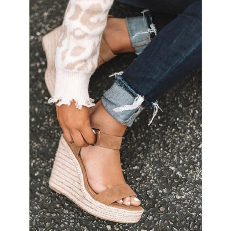 Sandalias de tacón alto con cuña para mujer