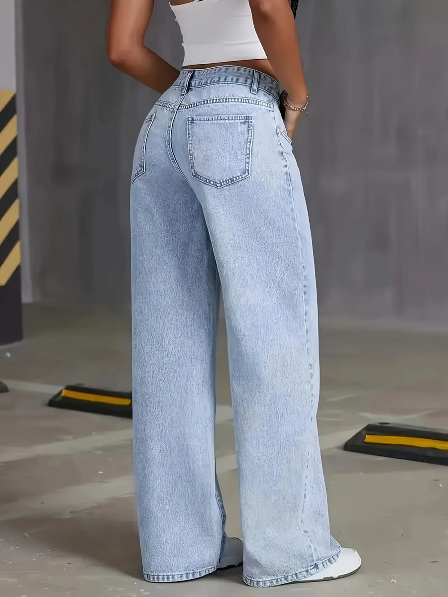 Pantalones vaqueros para mujer, ropa azul claro