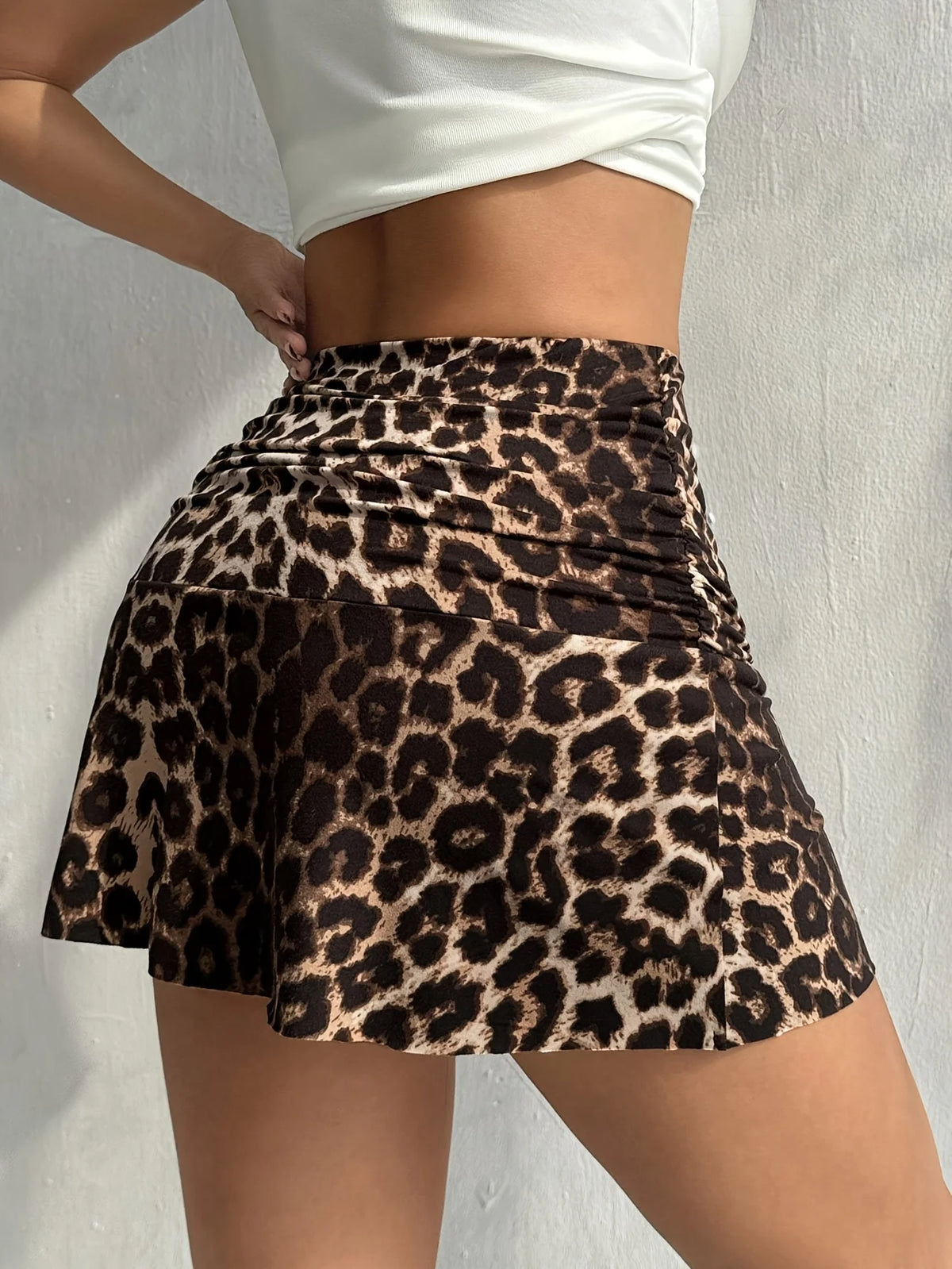 Falda casual con estampado de leopardo
