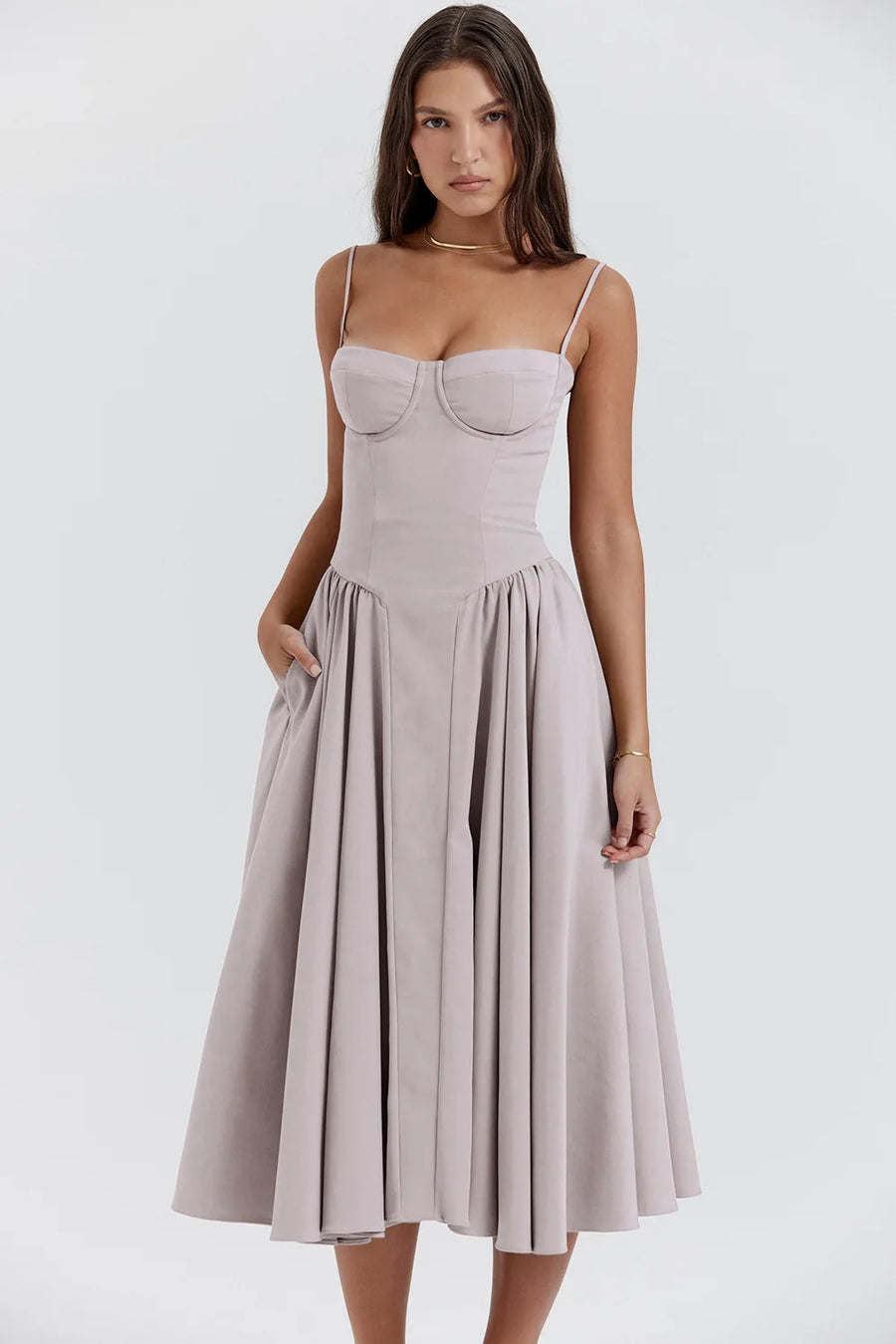 Vestido plisado sin mangas para mujer