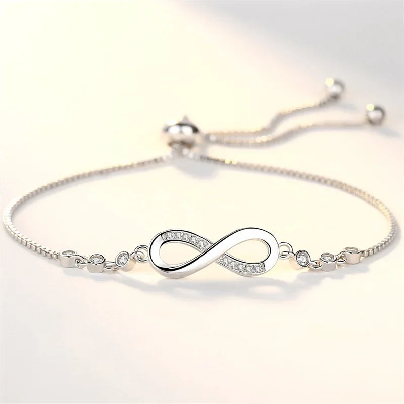 Pulseras finas de cristal de Plata