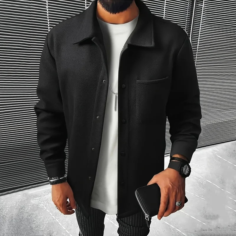 Chaqueta corta cepillada de poliéster para hombre