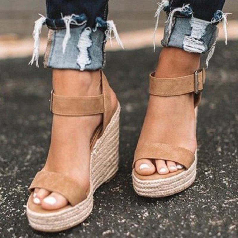 Sandalias de tacón alto con cuña para mujer