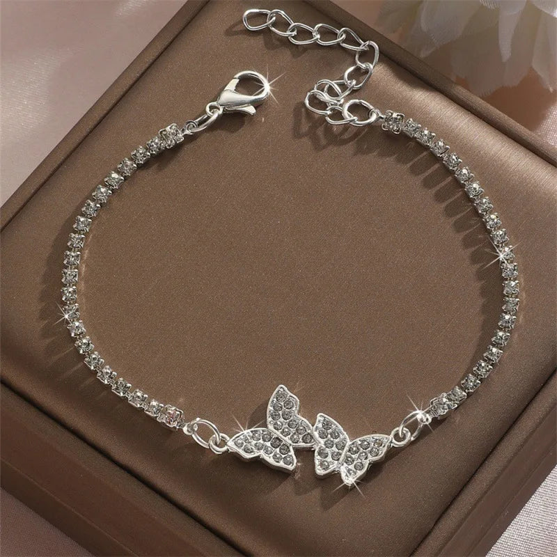 Pulseras finas de cristal de Plata