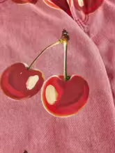 Pantalones Vaqueros Anchos con Estampado de Cerezas Estilo Dulce