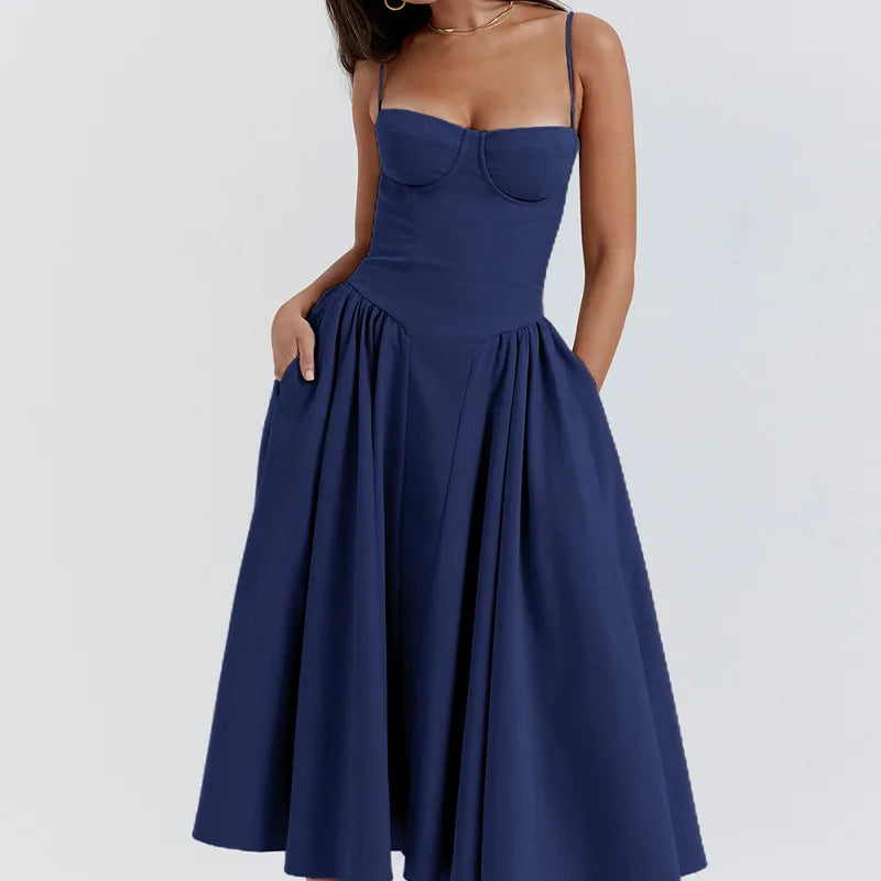 Vestido plisado sin mangas para mujer