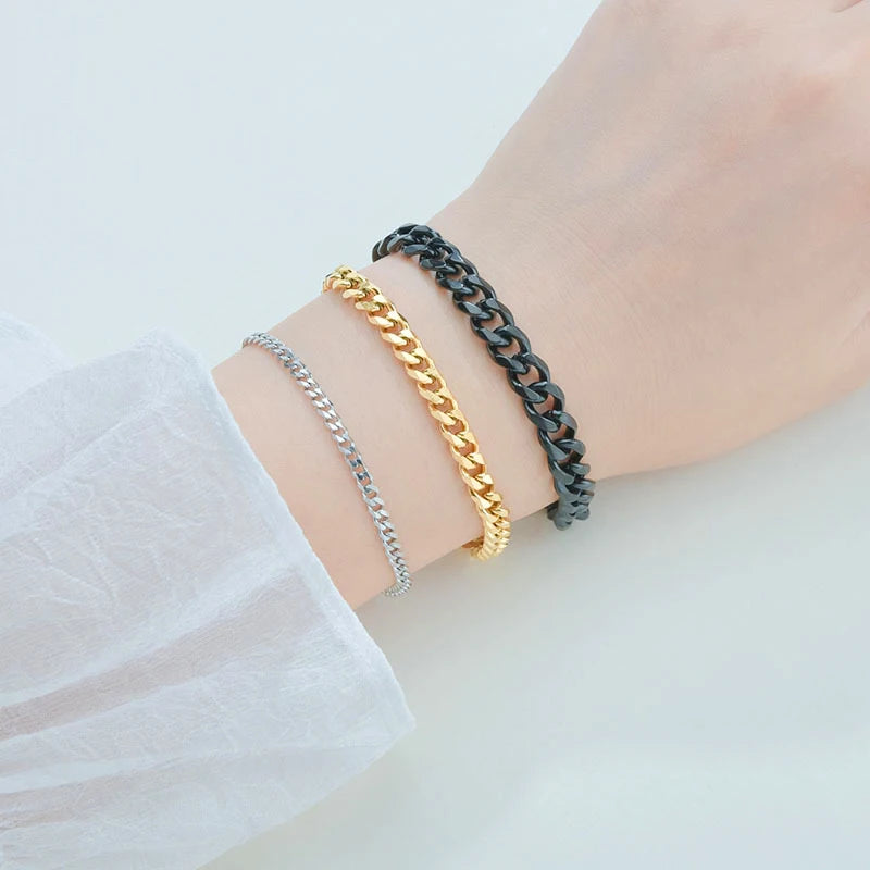 Pulsera de cadena cubana de acero inoxidable para hombre y mujer