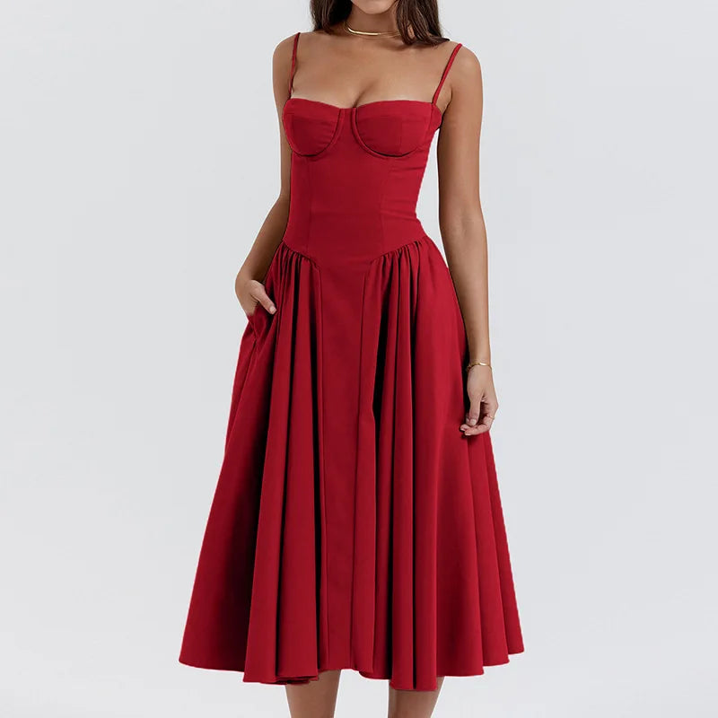 Vestido plisado sin mangas para mujer