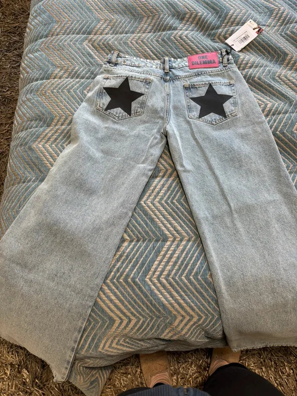 Jeans con Estampado de Estrellas