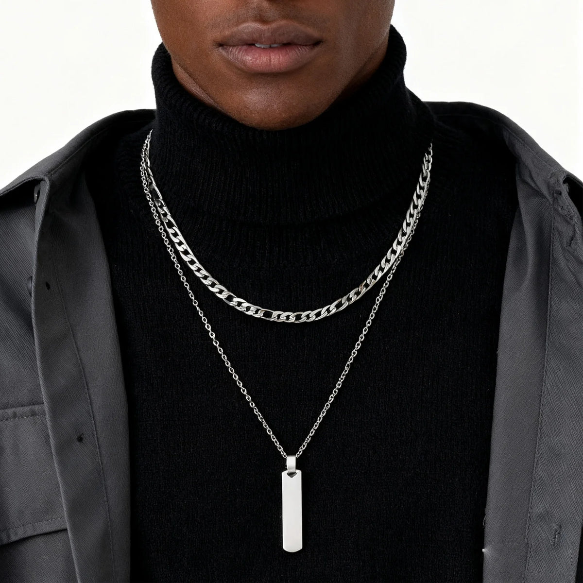 Collar de cadena de cuerda trenzada de acero inoxidable