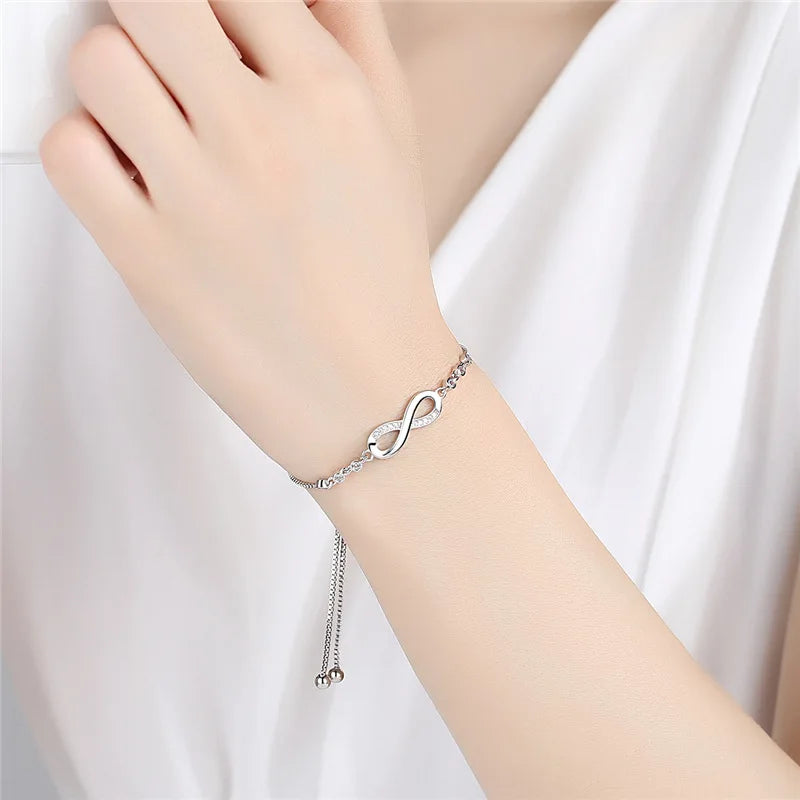 Pulseras finas de cristal de Plata