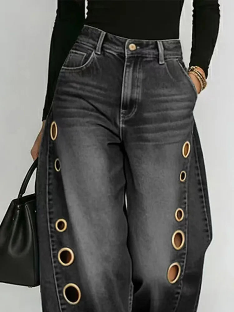 Jeans Vintage DFCF para Mujer, Moda Casual, Estilo Urbano