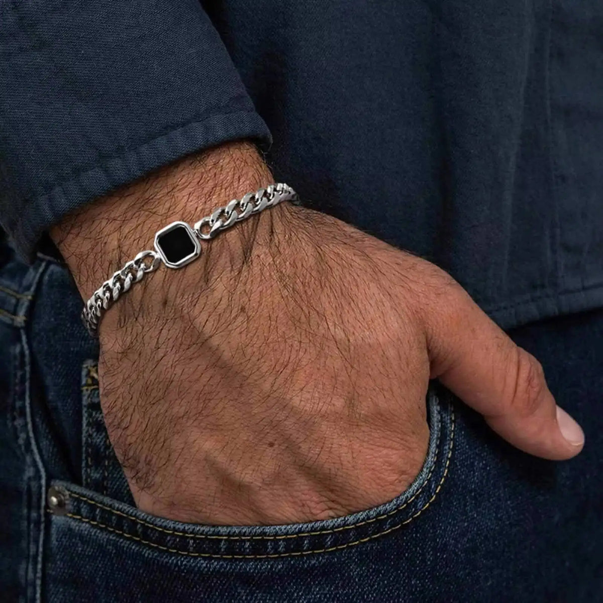 Pulsera de moda para hombre acero inoxidable