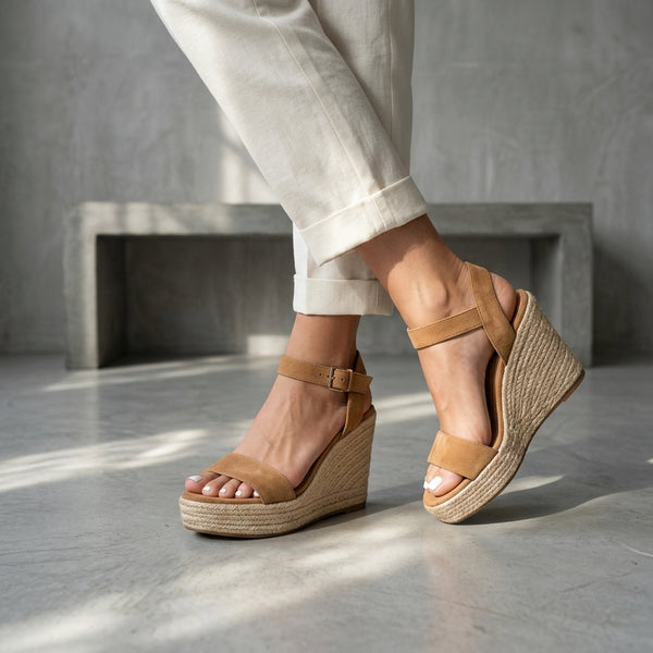 Sandalias de tacón alto con cuña para mujer