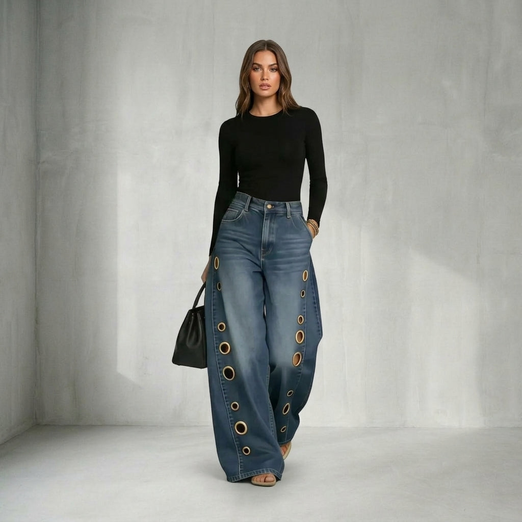 Jeans Vintage DFCF para Mujer, Moda Casual, Estilo Urbano