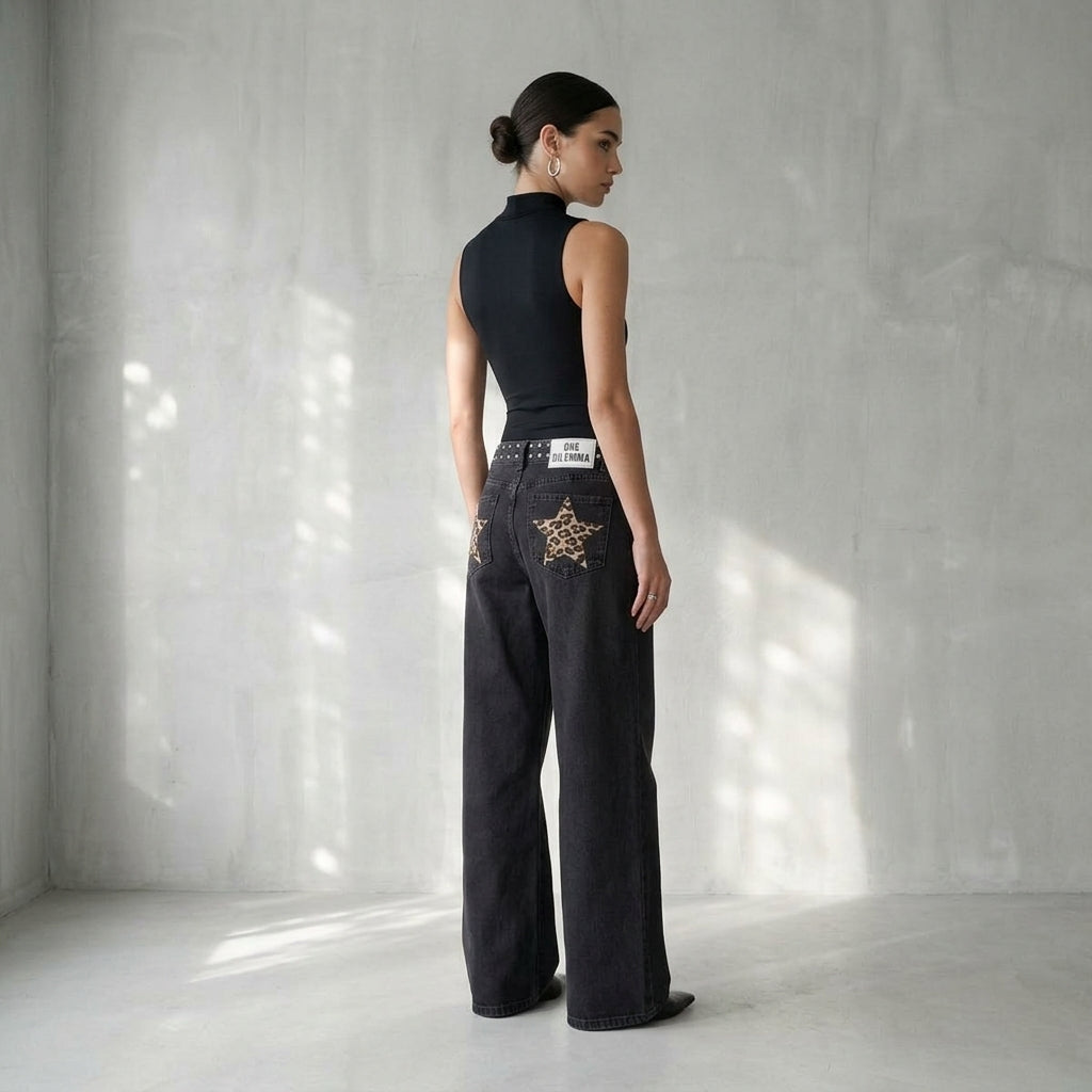 Jeans con Estampado de Estrellas
