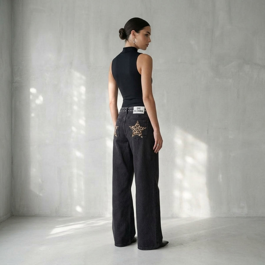 Jeans con Estampado de Estrellas