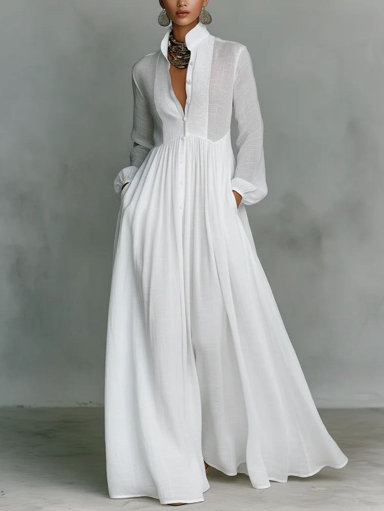 Vestido Léonie™ Maxi Minimalista Cuello Alto